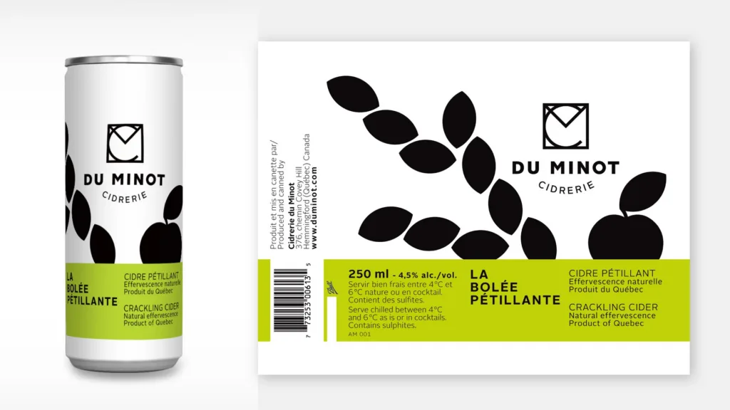 Canette de La Bulle pétillante et son étiquette à plat