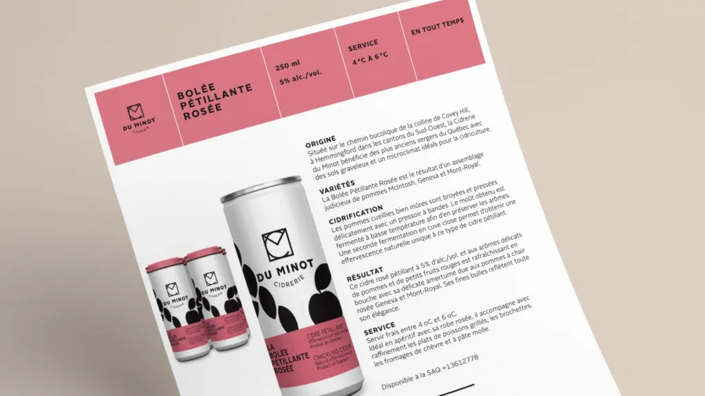 Fiche technique de la canette de cidre pétillant rosé