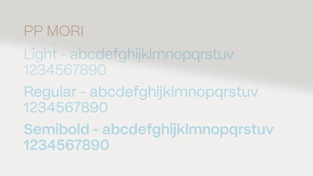 Typographie PP Mori en trois graisses