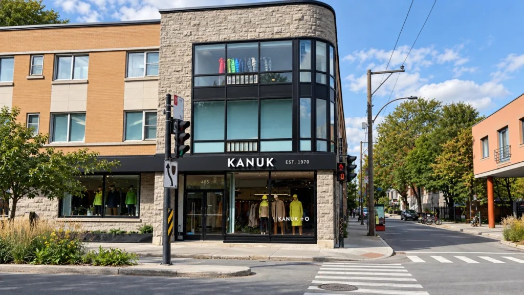 Boutique KANUK au coin d'une rue de Montréal