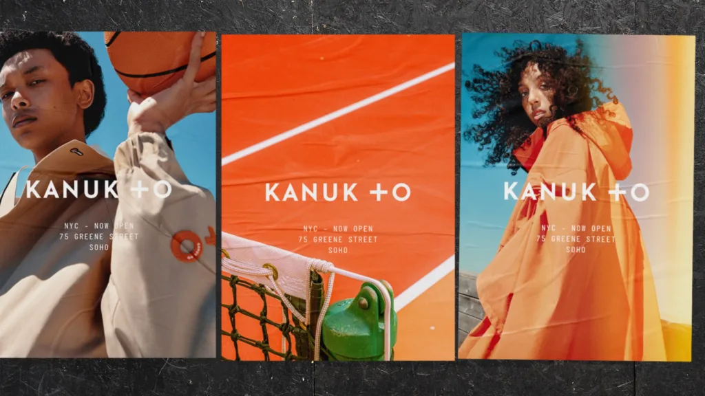 Affiches KANUK + O avec mannequins en vêtements colorés