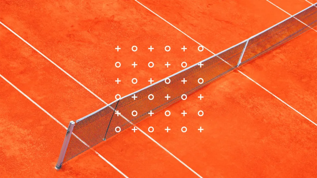 Motif de croix et de cercles + O sur un terrain orange