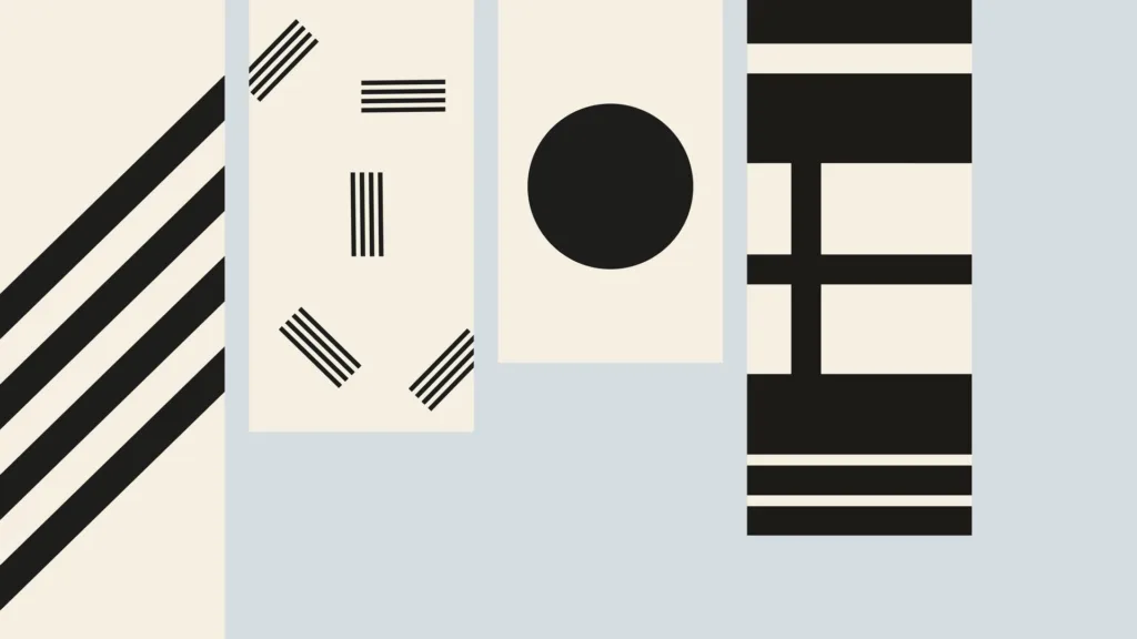 Motifs graphiques noirs et crème de la campagne Japandi