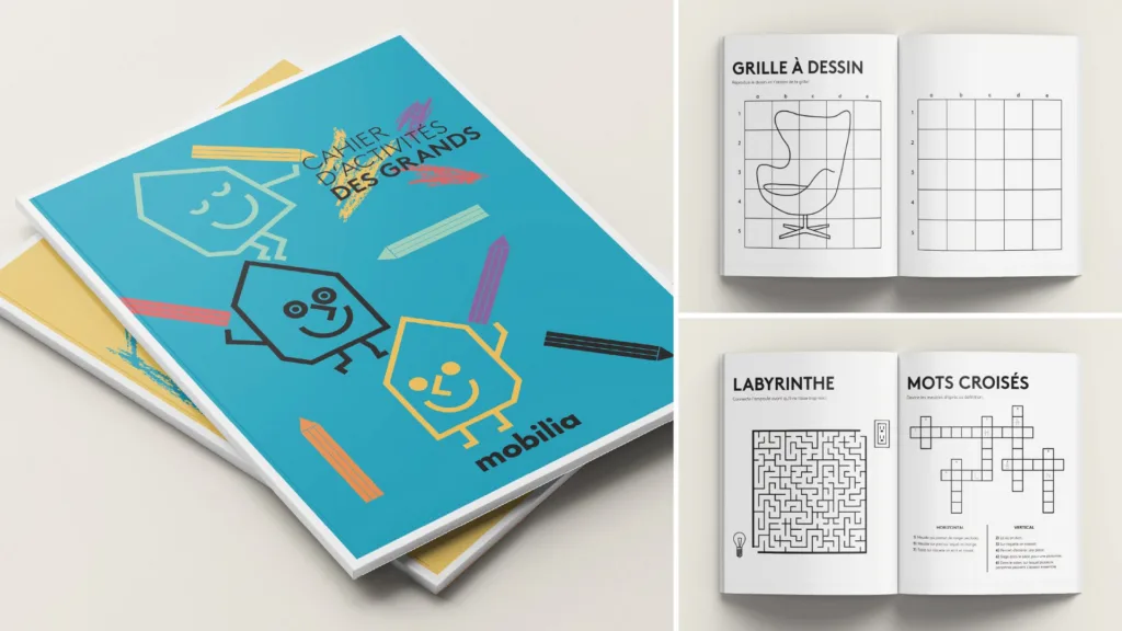 Cahiers d'activités pour enfants Mobilia, avec jeux et labyrinthes