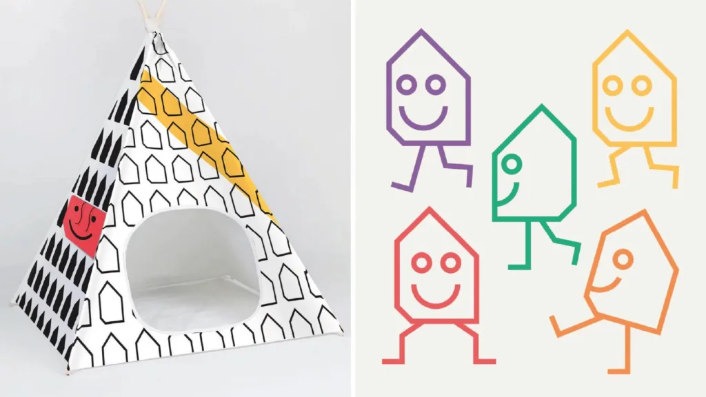 Tente pour enfants et personnages-maisons colorés de Mobilia