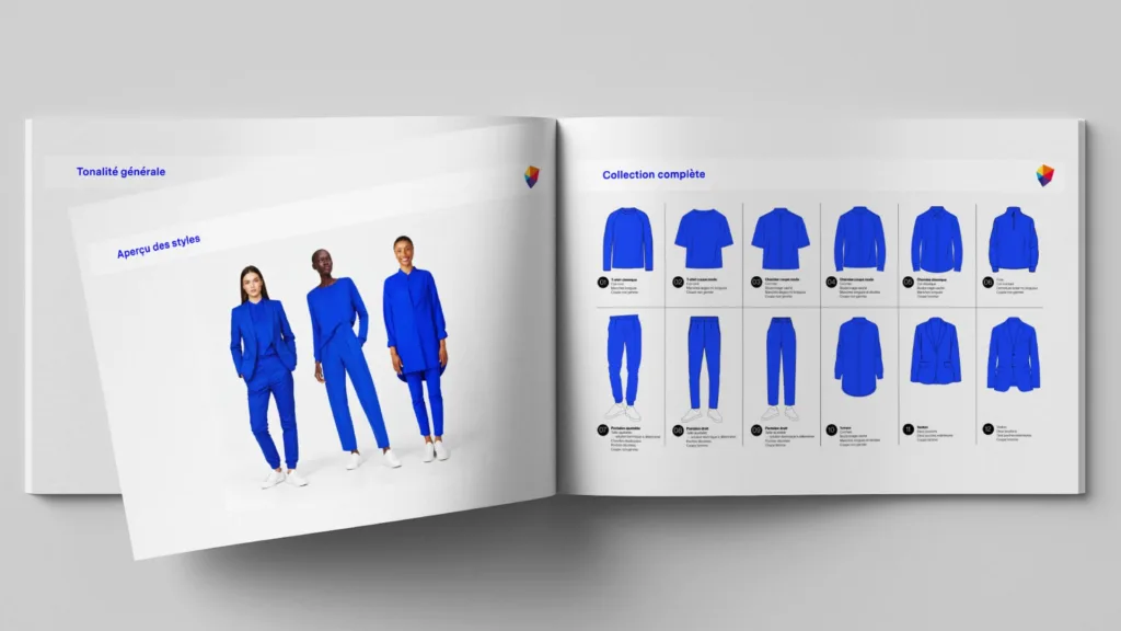 Guide des uniformes ouvert : tenues bleues et pièces vestimentaires