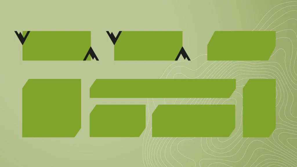 Formes graphiques vertes inspirées des reliefs, pour la signalétique